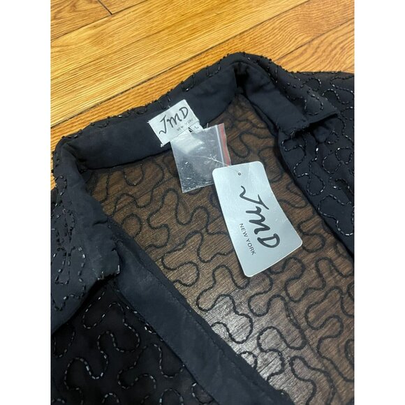 Vintage JMD New York Women's Beaded Black Cardigan Size Large Sheer NWT - Picture 3 of 4